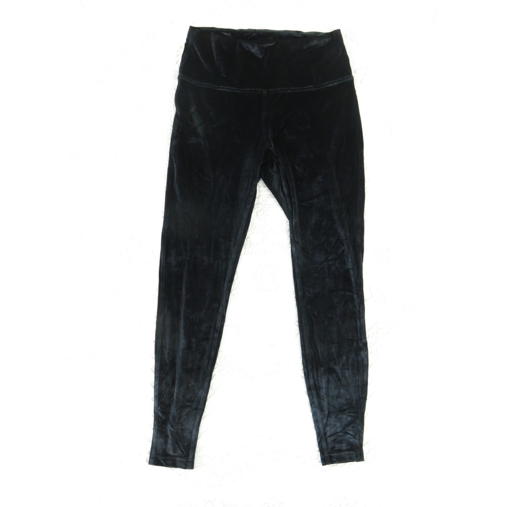 Lululemon Wunder Under Tight Black Velvet Leggings Womens 10 28" Lounge